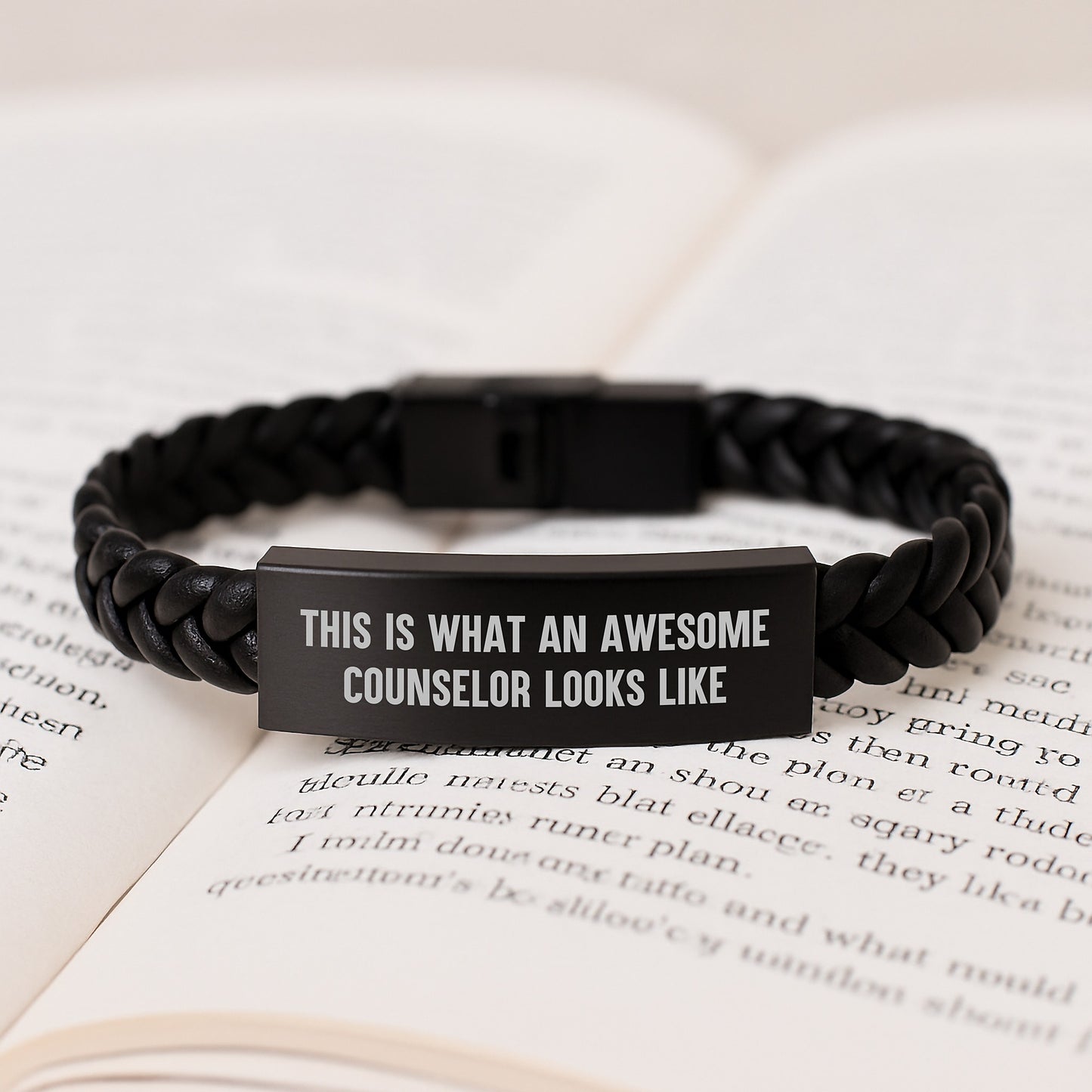 Counselor Gifts, Awesome Counselor Interlaced Leather Bracelet, Funny Quote, Birthday Unique Gifts from Friends, Gifts for Counselor - Image 3