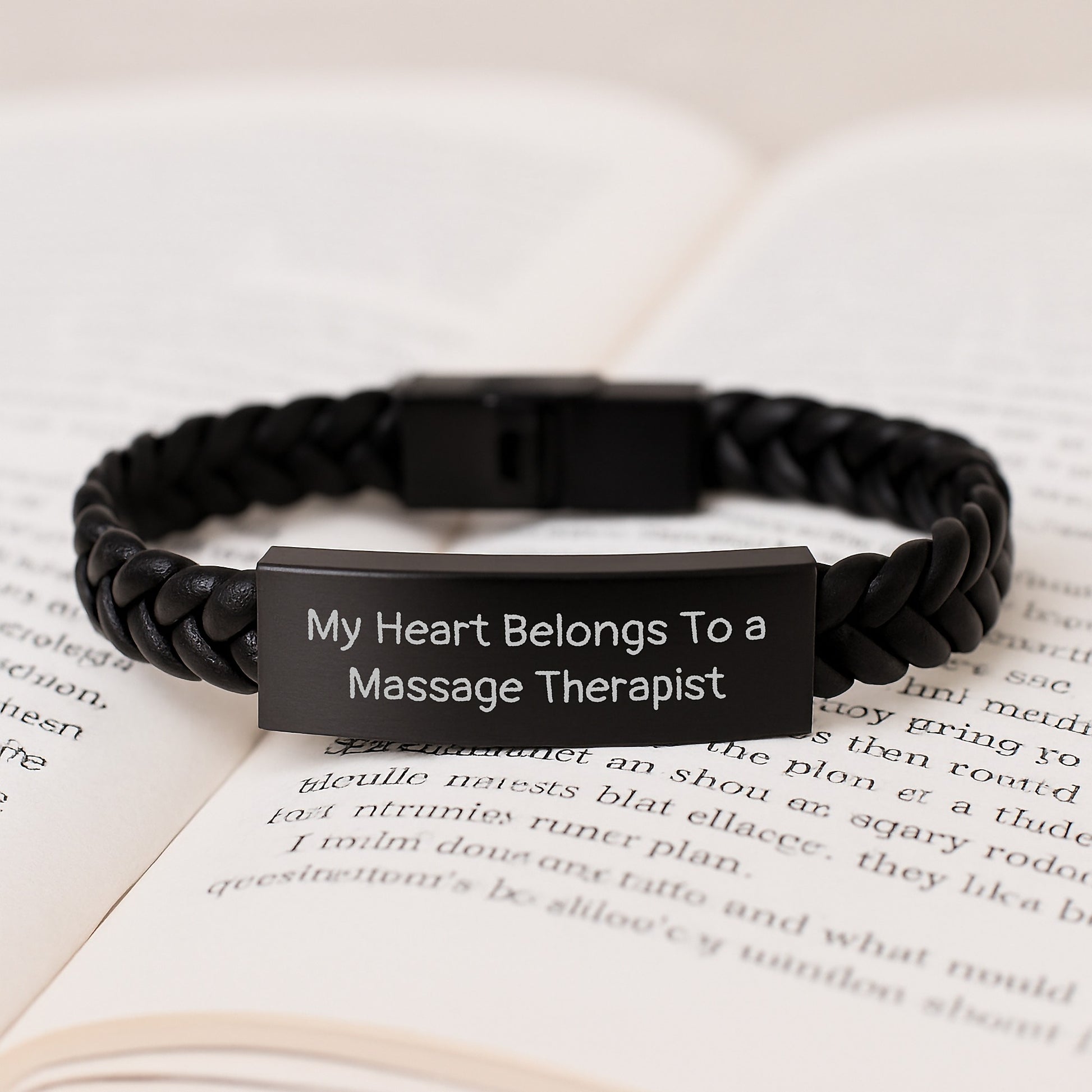 Massage Therapist Gifts from Friends - 'My Heart Belongs To A Massage Therapist' Interlaced Leather Bracelet for Graduation, Unique Gifts for Men, Women, Coworkers, Family - Image 3