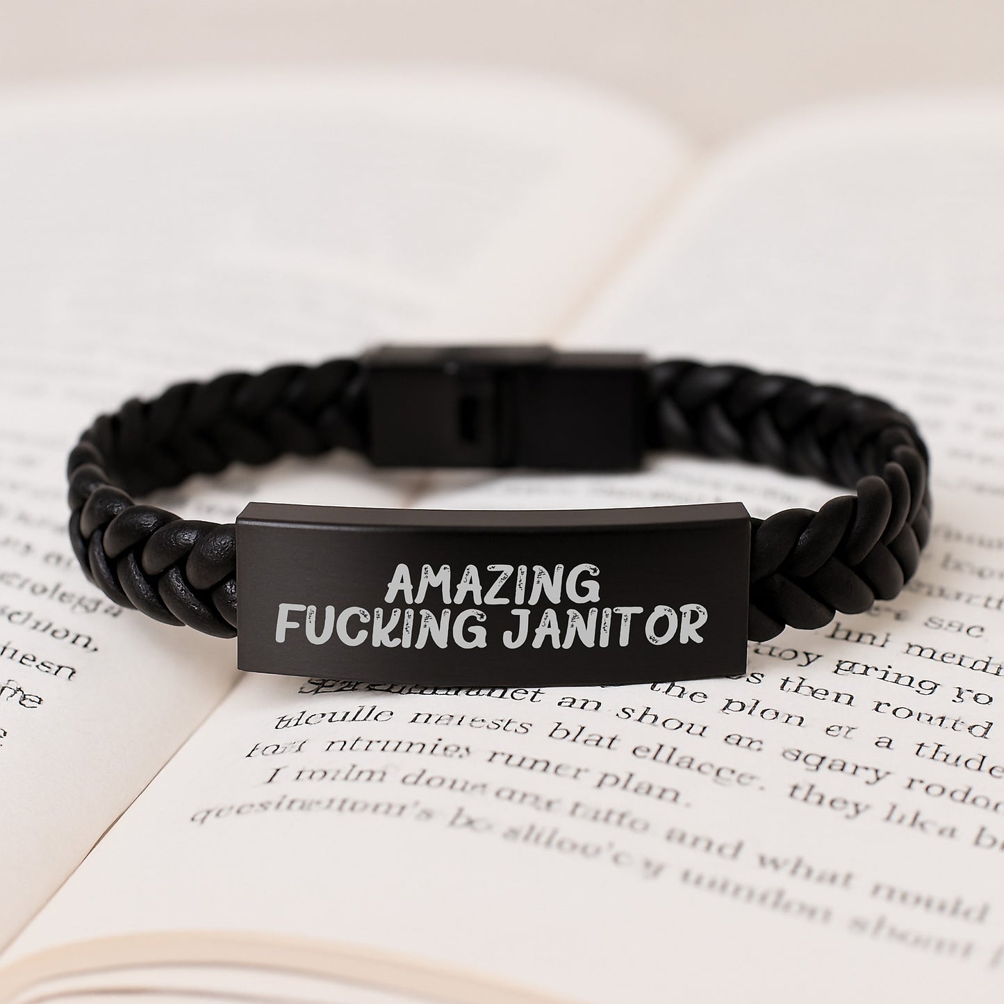 Funny Janitor Gifts, Amazing Janitor Quote Interlaced Leather Bracelet for Men, Women, Coworkers, Family - Unique Graduation, Birthday, Anniversary Present - Image 3