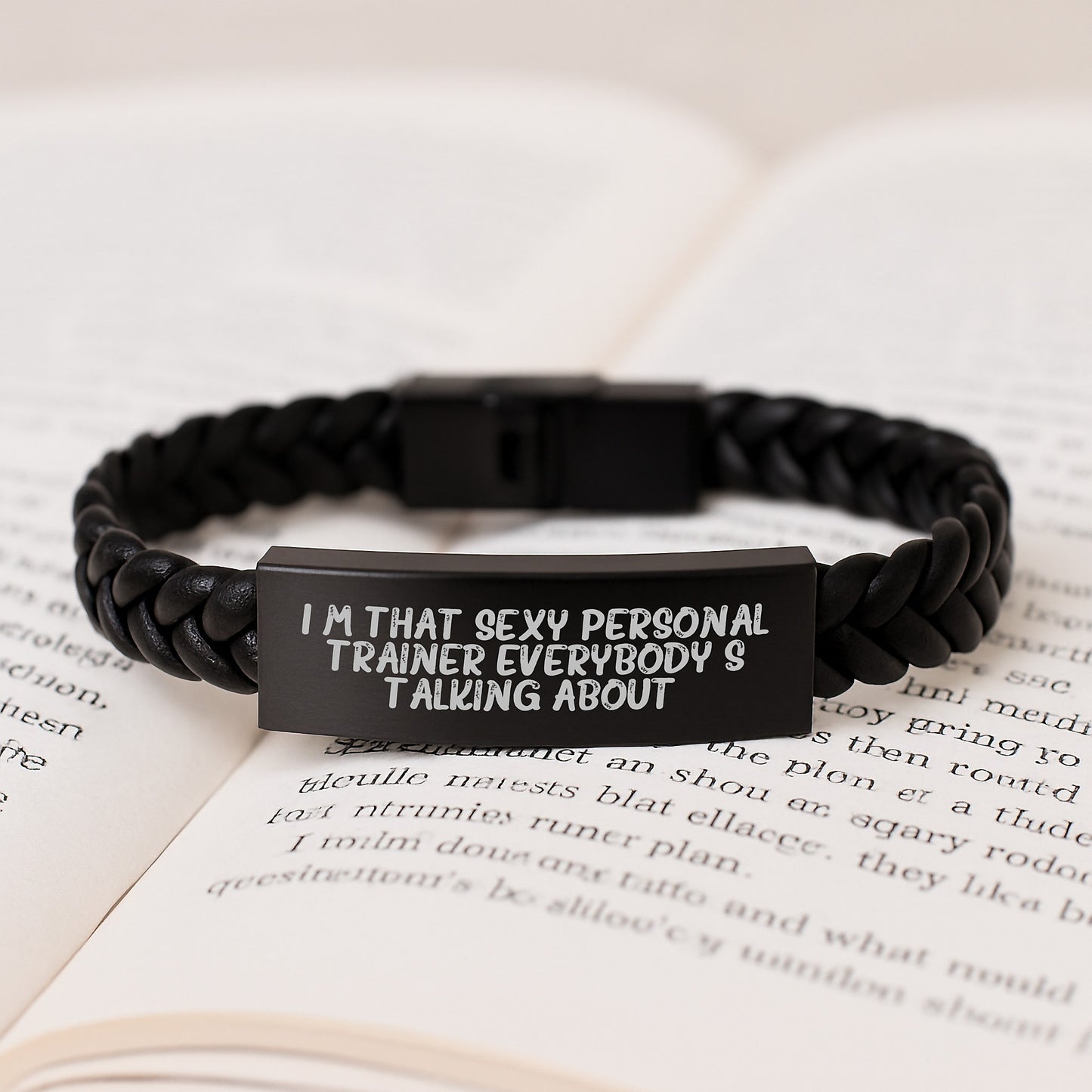 Funny Fitness Gifts from Friends for Personal Trainers, I'm That Sexy Personal Trainer Everybody's Talking About. Interlaced Leather Bracelet, Birthday Unique Gifts for Men - Image 3