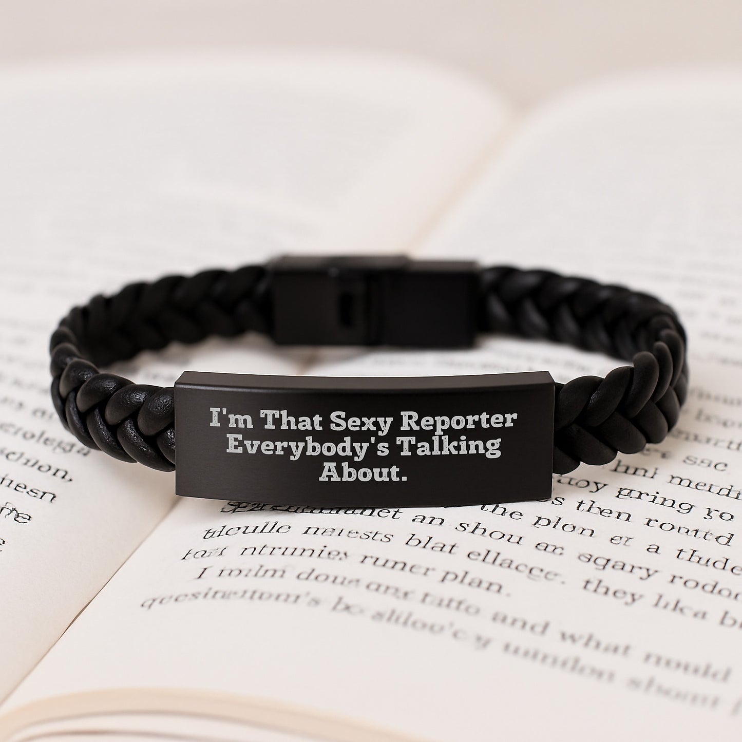Sexy Reporter Interlaced Leather Bracelet Gifts for Men, Women, Friends, Coworkers, Family - Birthday Unique Gifts 'I'm That Sexy Reporter Everybody's Talking About.' - Image 3