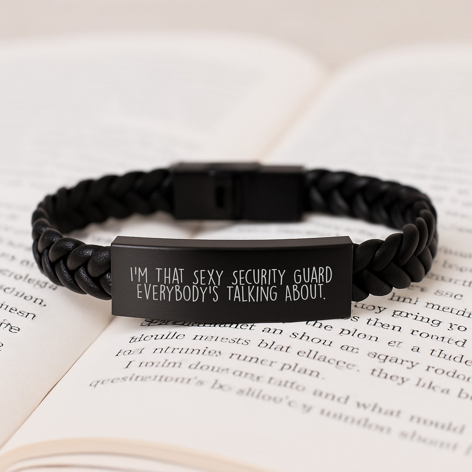 Sexy Security Guard Interlaced Leather Bracelet, Funny Gifts from Friends for Graduation, I'm That Sexy Security Guard Everybody's Talking About. - Image 3