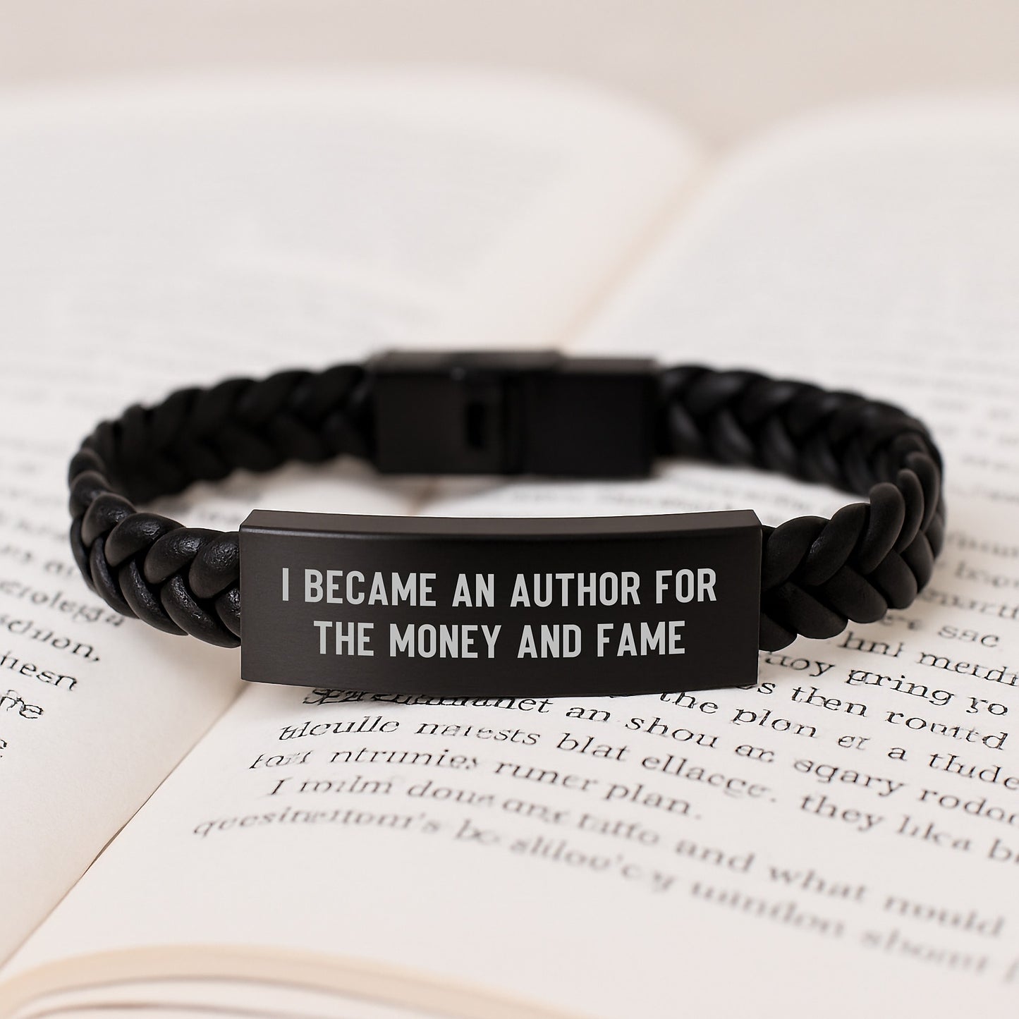 Author's Fame Gift, Interlaced Leather Bracelet for Graduation, Funny Quote, Gifts from Friends to Author, Unique Author Gifts - Image 3