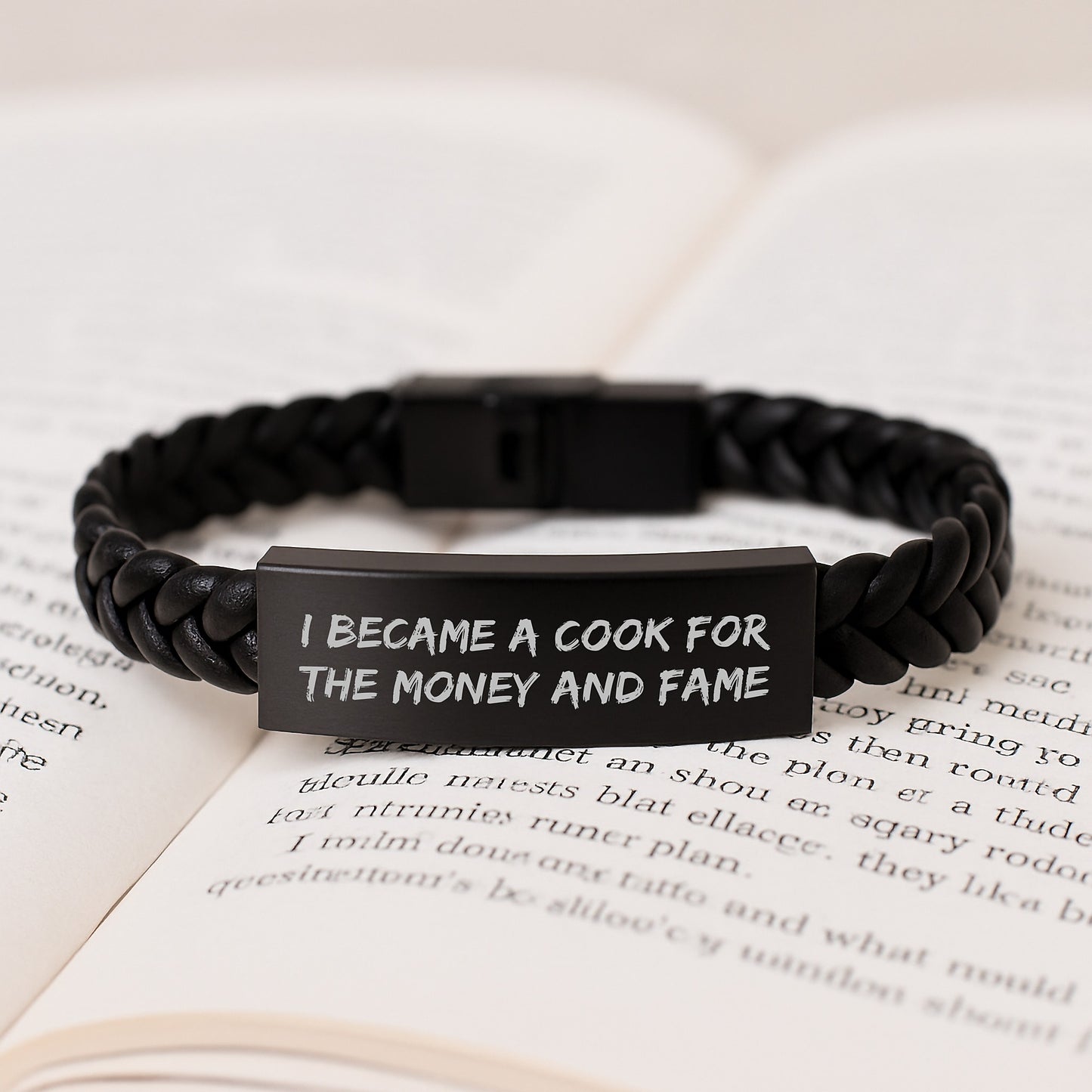 Funny Cook Gifts for Men from Family - I Became A Cook For The Money And Fame Inspired Interlaced Leather Bracelet for Graduation - Image 3