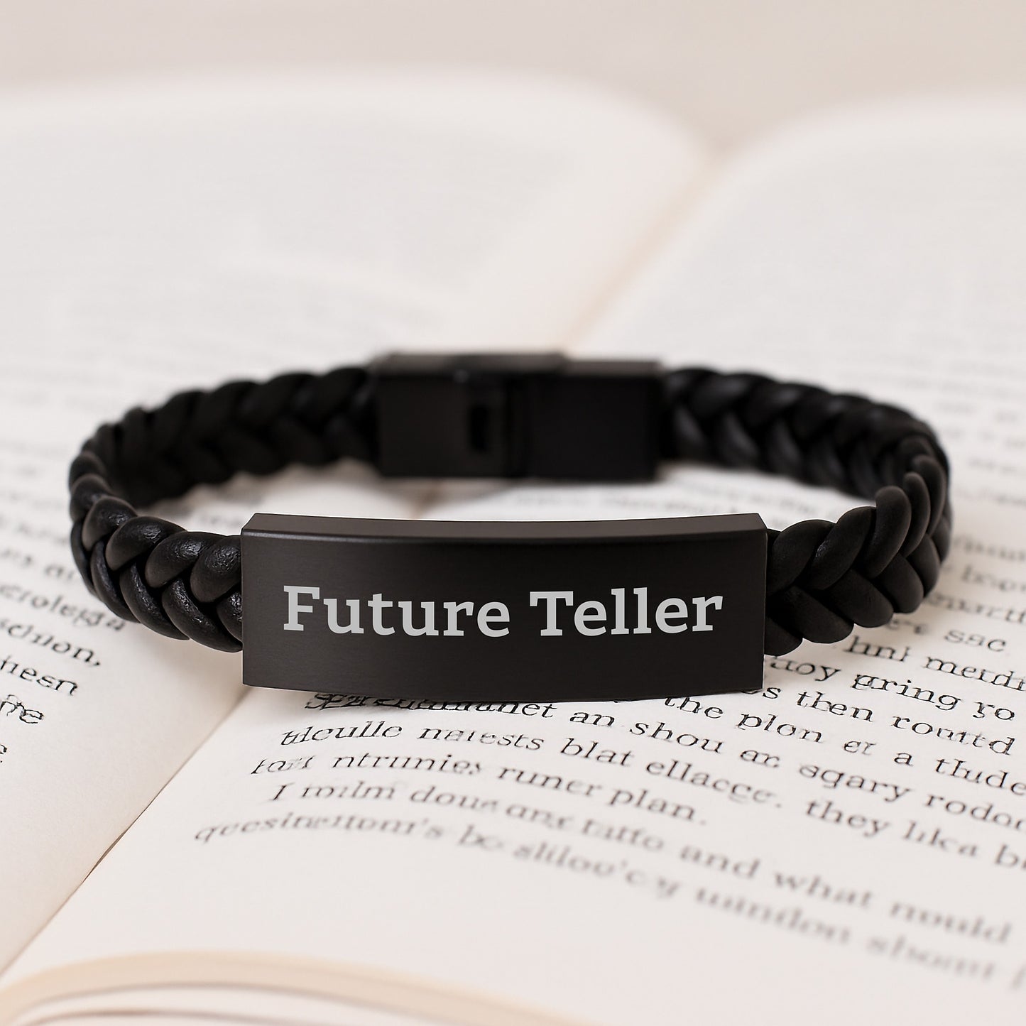 Teller Quote Interlaced Leather Friendship Gifts from Friends for Unique Birthday Present, Funny Inspirational Future Teller Quote on Durable Stainless Steel PU Leather Bracelet - Image 3