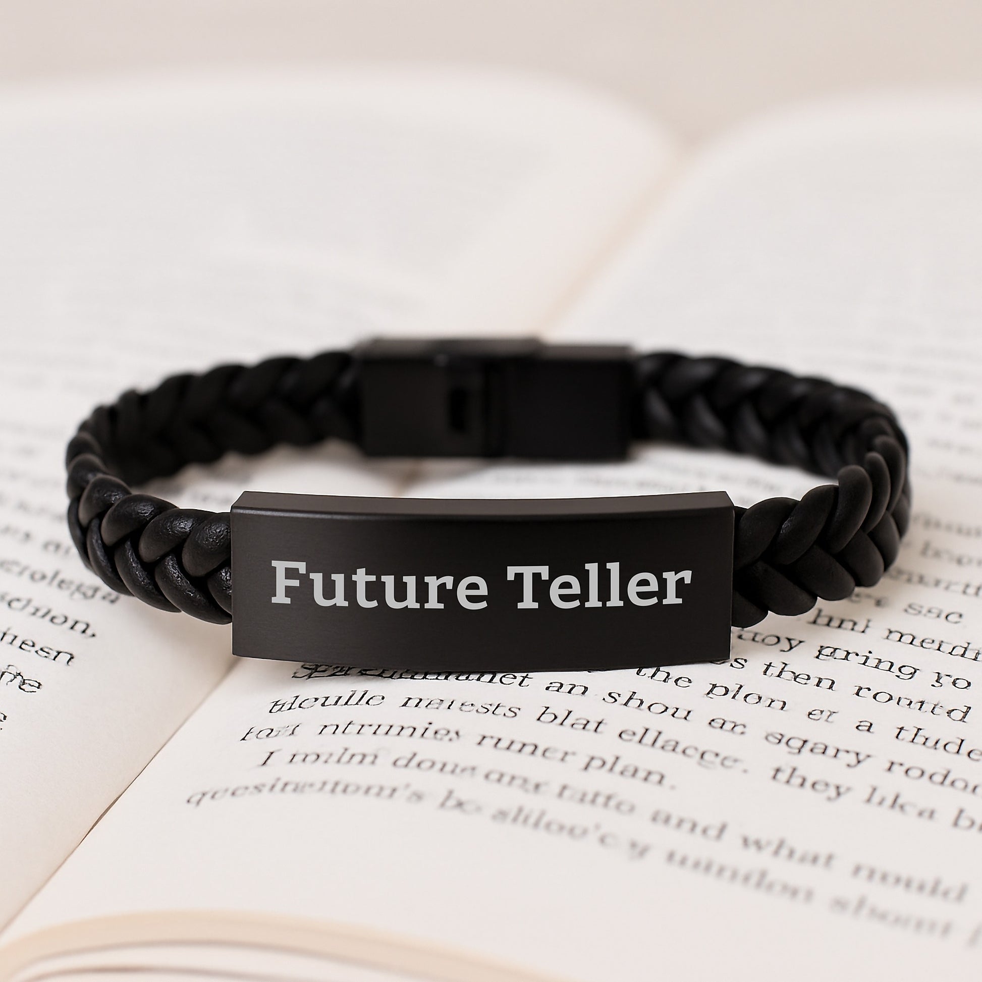 Teller Quote Interlaced Leather Friendship Gifts from Friends for Unique Birthday Present, Funny Inspirational Future Teller Quote on Durable Stainless Steel PU Leather Bracelet - Image 3