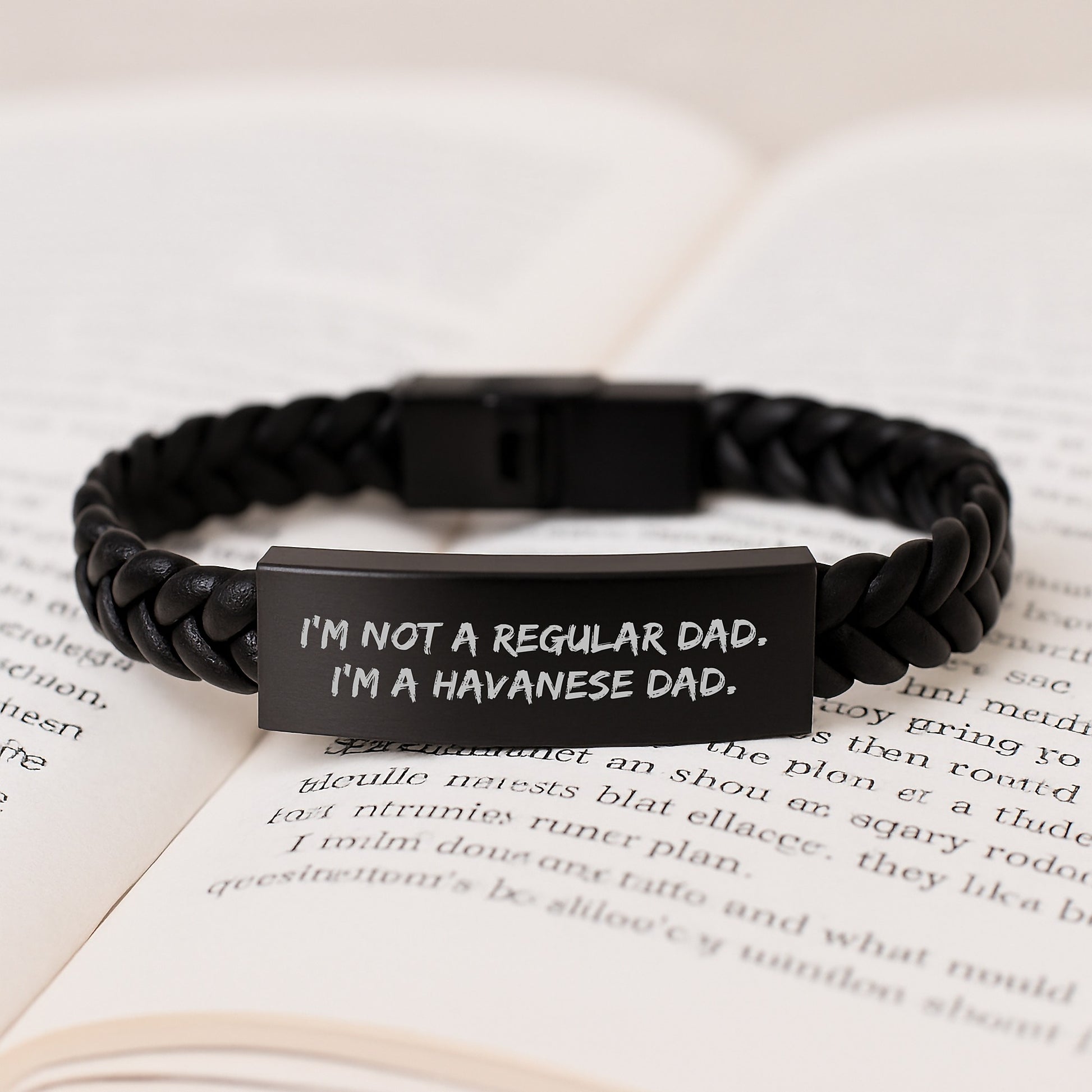 Funny Havanese Dog Gifts, Interlaced Leather Bracelet for Birthday - Gifts from Dad - 'I'm Not A Regular Dad. I'm A Havanese Dad.' - for Havanese Dog Lovers - Image 3