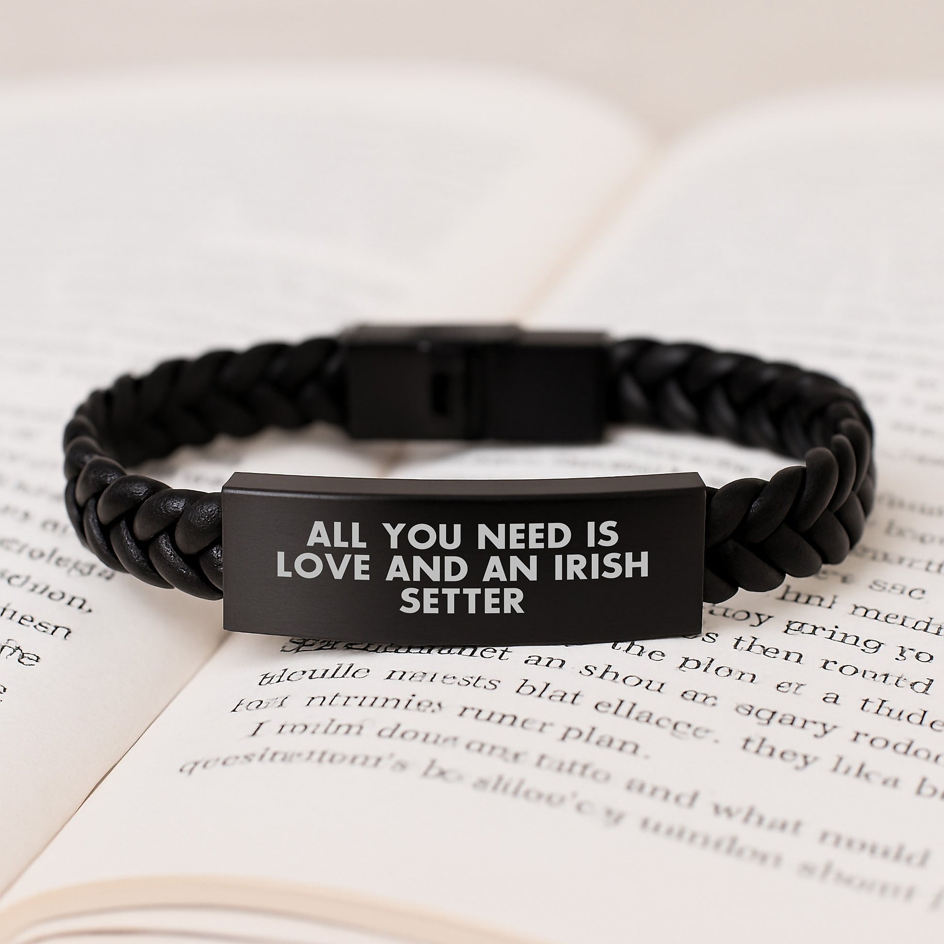 Irish Setter Dog Lovers Birthday Unique Gift Interlaced Leather Bracelet, 'All You Need Is Love And An Irish Setter' Quote, Gifts from Men to Family, Friends, Coworkers - Image 3