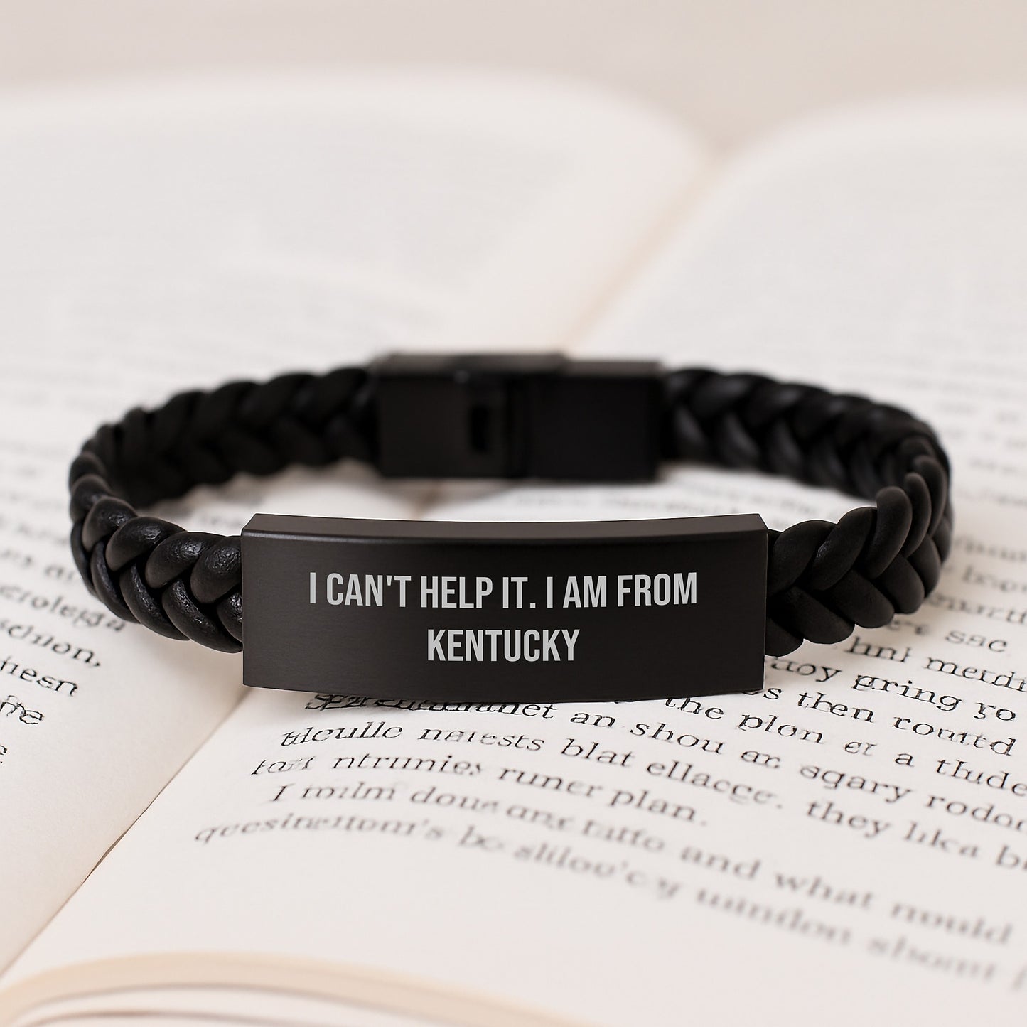 Kentucky Born, Interlaced Leather Style, 'I Can't Help It. I Am From Kentucky', Unique Birthday Unique Gifts from Friends to Family - Image 3
