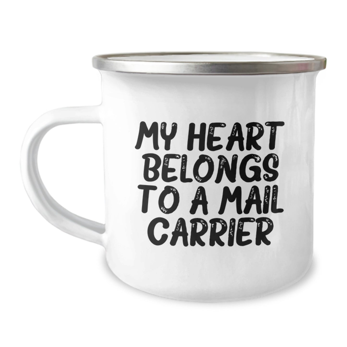 Funny Mail Carrier Gifts for Her from Friends - 'My Heart Belongs To A Mail Carrier' Quote on Camping Mug, Perfect for Graduation - Image 1