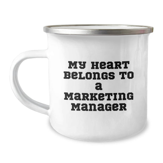 Marketing Manager's Heart Gift for Graduation, Funny Camping Mug with Enamel Finish, Gifts from Friends, Unique Graduation Gifts for Marketing Manager - Image 1