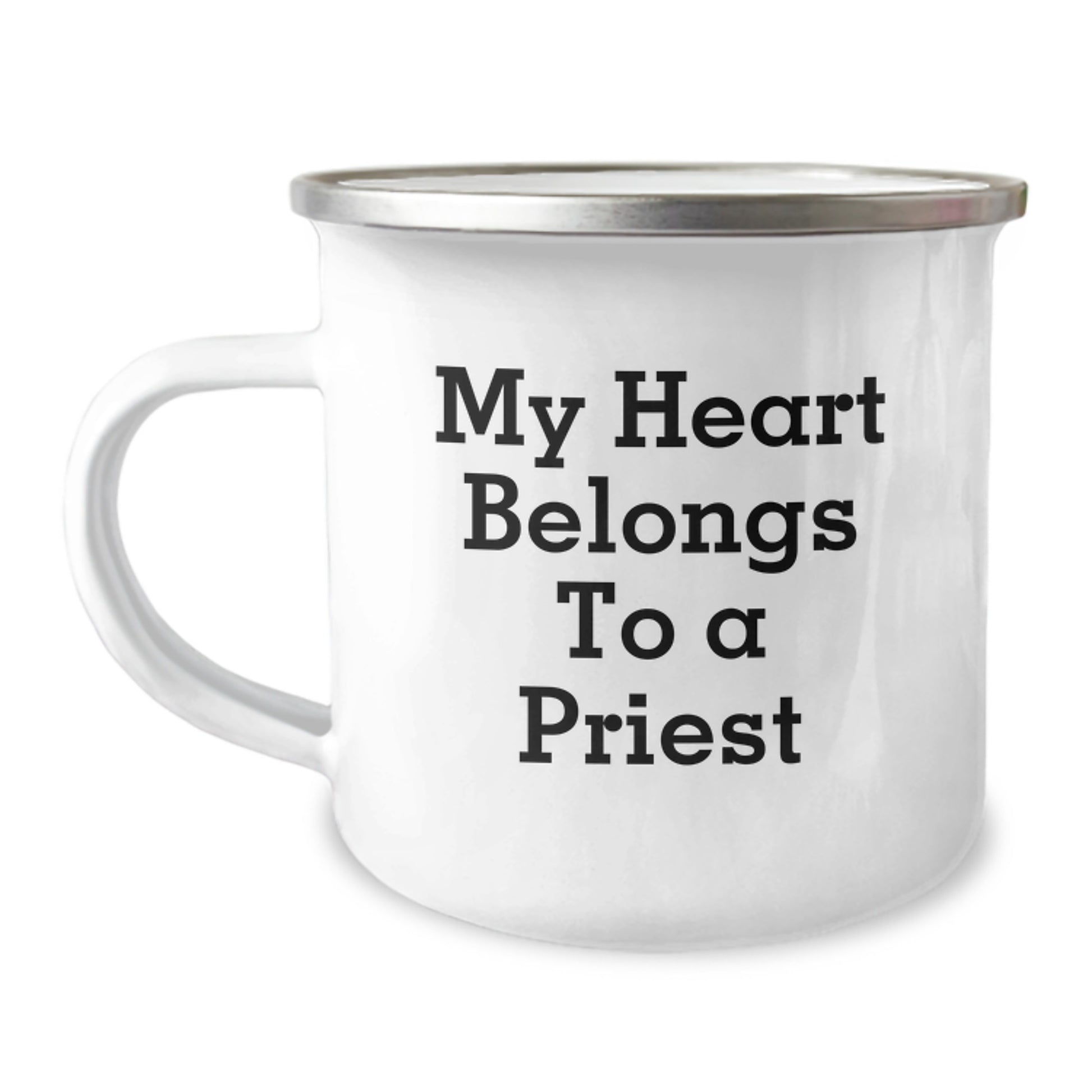 Unique Gifts from Friends for a Priest - 'My Heart Belongs To A Priest' Funny Camping Mug for Graduation - Image 1