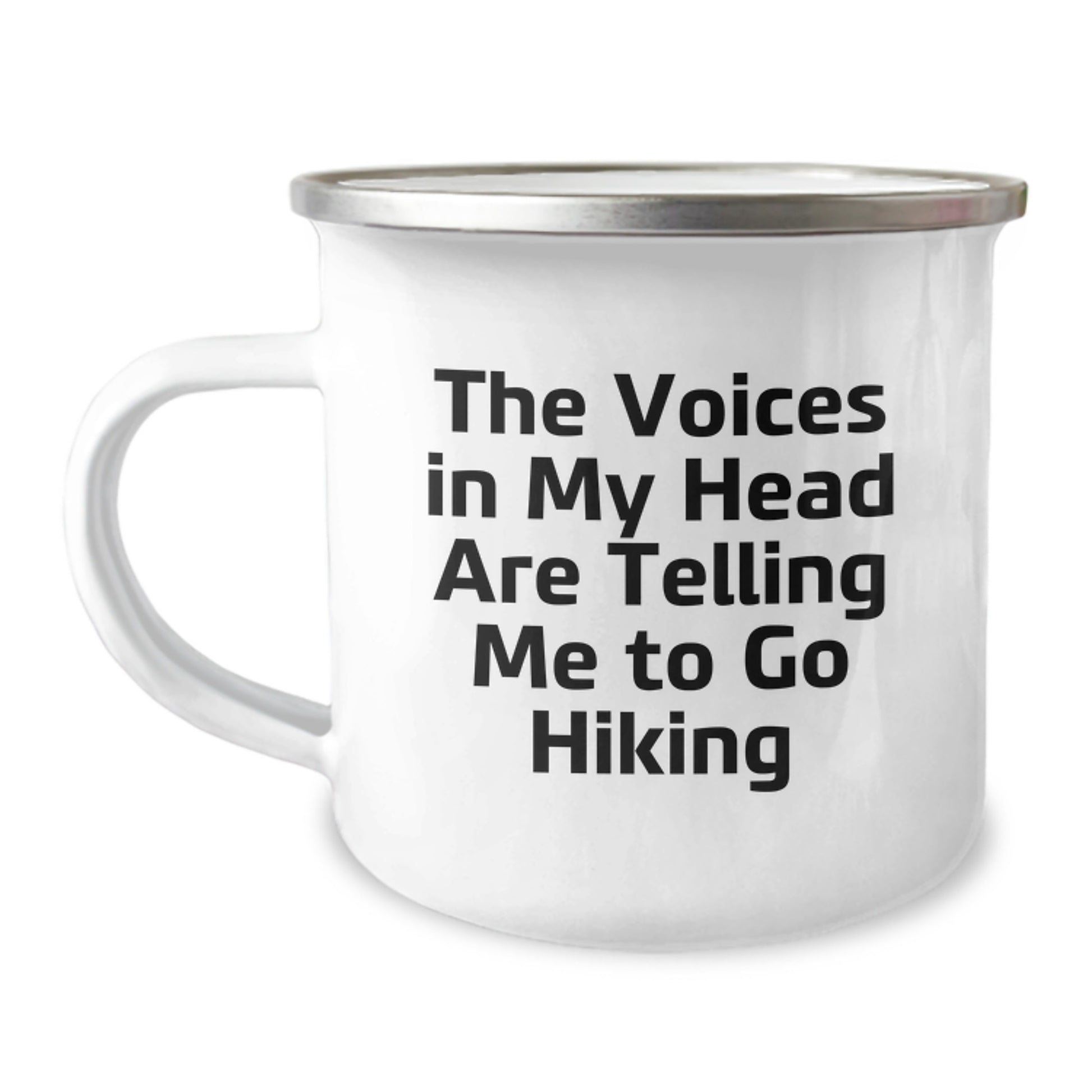 Funny Hiking Gifts for Men from Family, Unique Camping Mug for Hiking Enthusiasts, Inspirational Quote: 'The Voices In My Head Are Telling Me To Go Hiking' Graduation Unique Gifts - Image 1