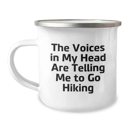 Funny Hiking Gifts for Men from Family, Unique Camping Mug for Hiking Enthusiasts, Inspirational Quote: 'The Voices In My Head Are Telling Me To Go Hiking' Graduation Unique Gifts - Image 1