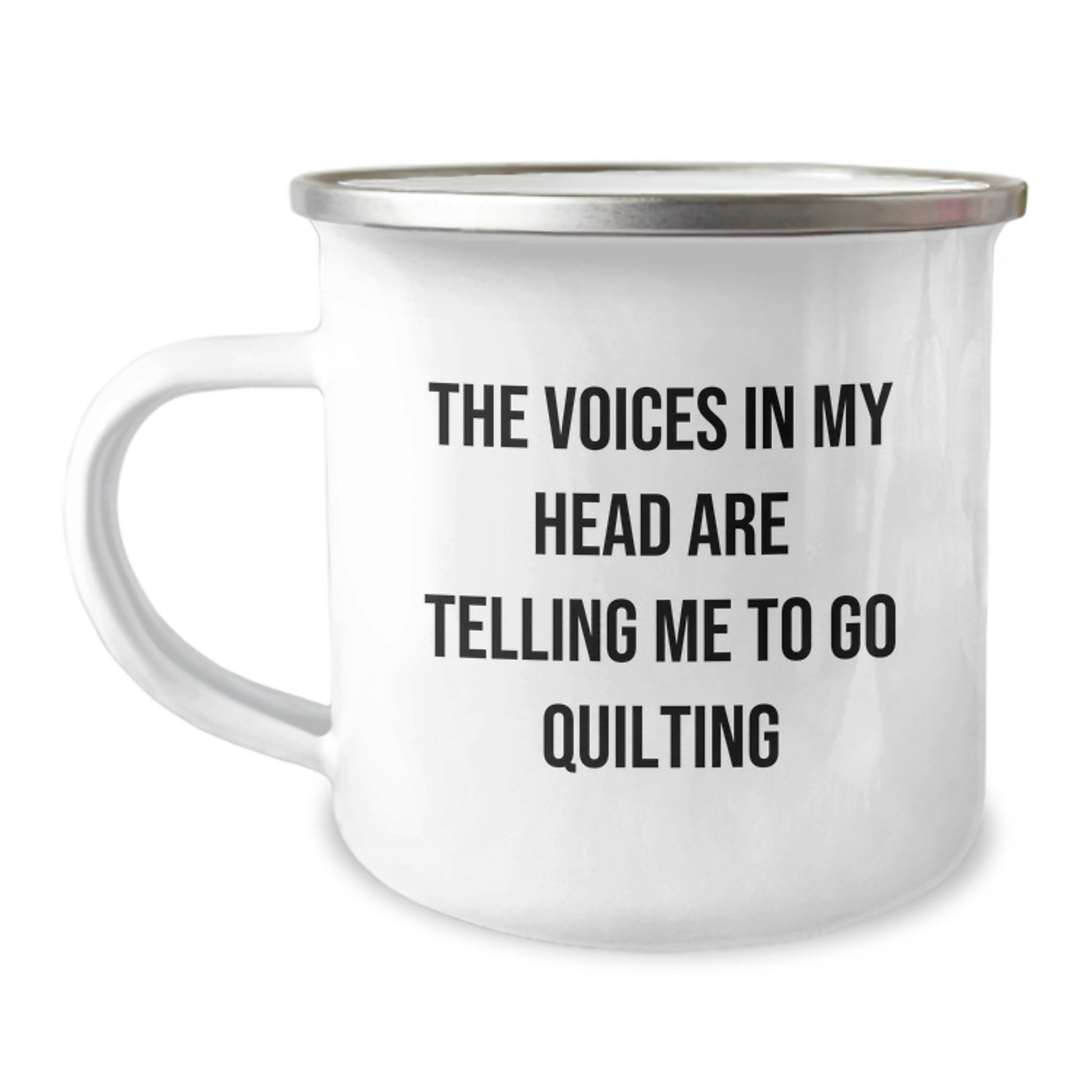 Funny Quilting Gifts for Women, Camping Mug with 'The Voices In My Head Are Telling Me To Go Quilting' Quote, Perfect Graduation Unique Gifts from Family, Friends or Coworkers - Image 1