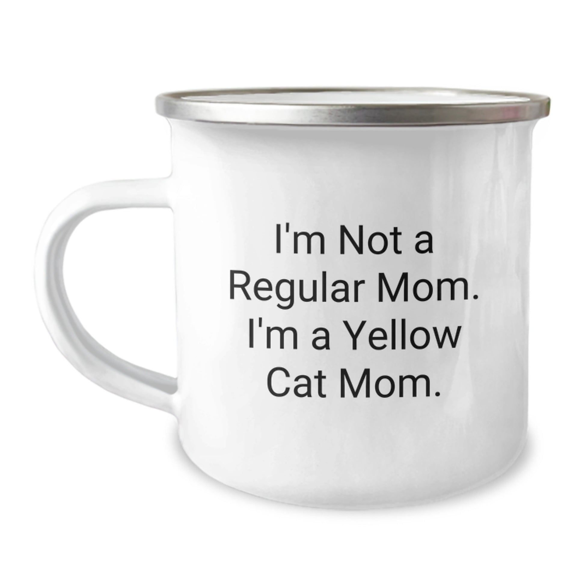 Funny Yellow Cat Mom Gifts from Family to Graduates - Unique Camping Mug, 'I'm Not A Regular Mom. I'm A Yellow Cat Mom.' - Image 1