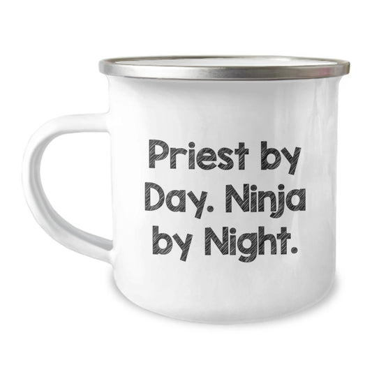 Priest Gifts by Day, Ninja Camping Mug by Night for Men, Funny Graduation Unique Gifts from Friends - Image 1