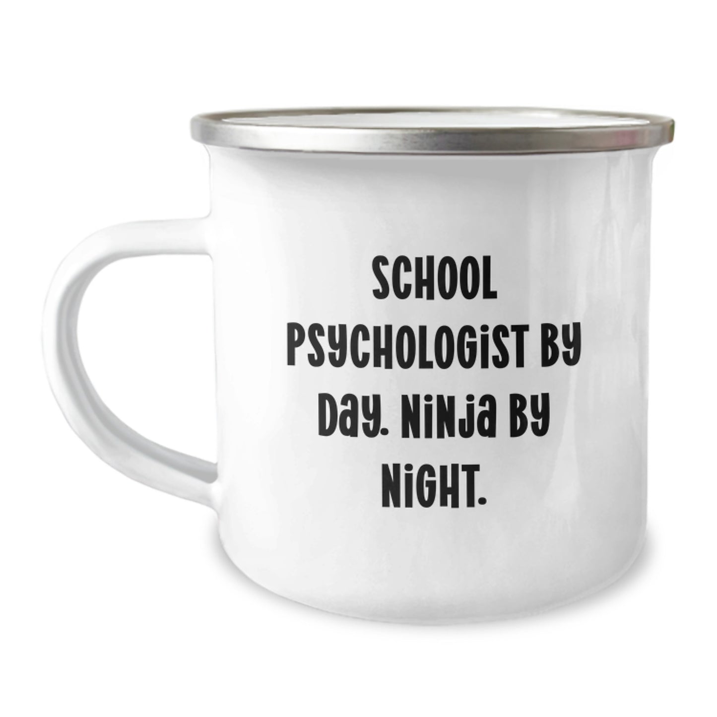 Funny School Psychologist Gifts from Friends - Camping Mug for Graduation 'School Psychologist By Day. Ninja By Night.' - Image 1