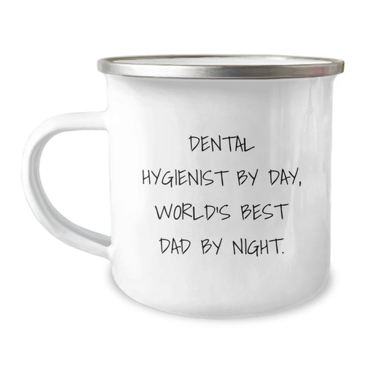 Dental Hygienist Gifts for Men, Funny Camping Mug with Quote, 'Dental Hygienist By Day, World's Best Dad By Night', Graduation Unique Gifts from Family - Image 1