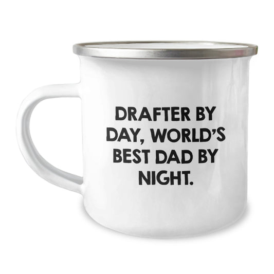 Drafter Gifts, Funny Quote, Camping Mug for World's Best Dad, 12 oz Stainless Steel - Image 1
