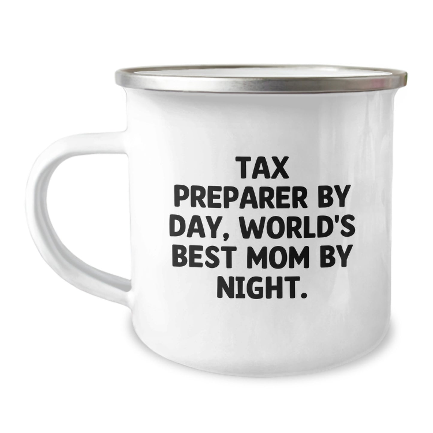 Tax Preparer Gifts from Mom, Funny Camping Mug for Graduation, 'Tax Preparer By Day, World's Best Mom By Night.' - Image 1