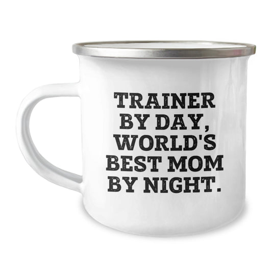 Trainer Gifts for Men from Friends, Funny Mom Trainer By Day, Camping Mug for Graduation - Image 1