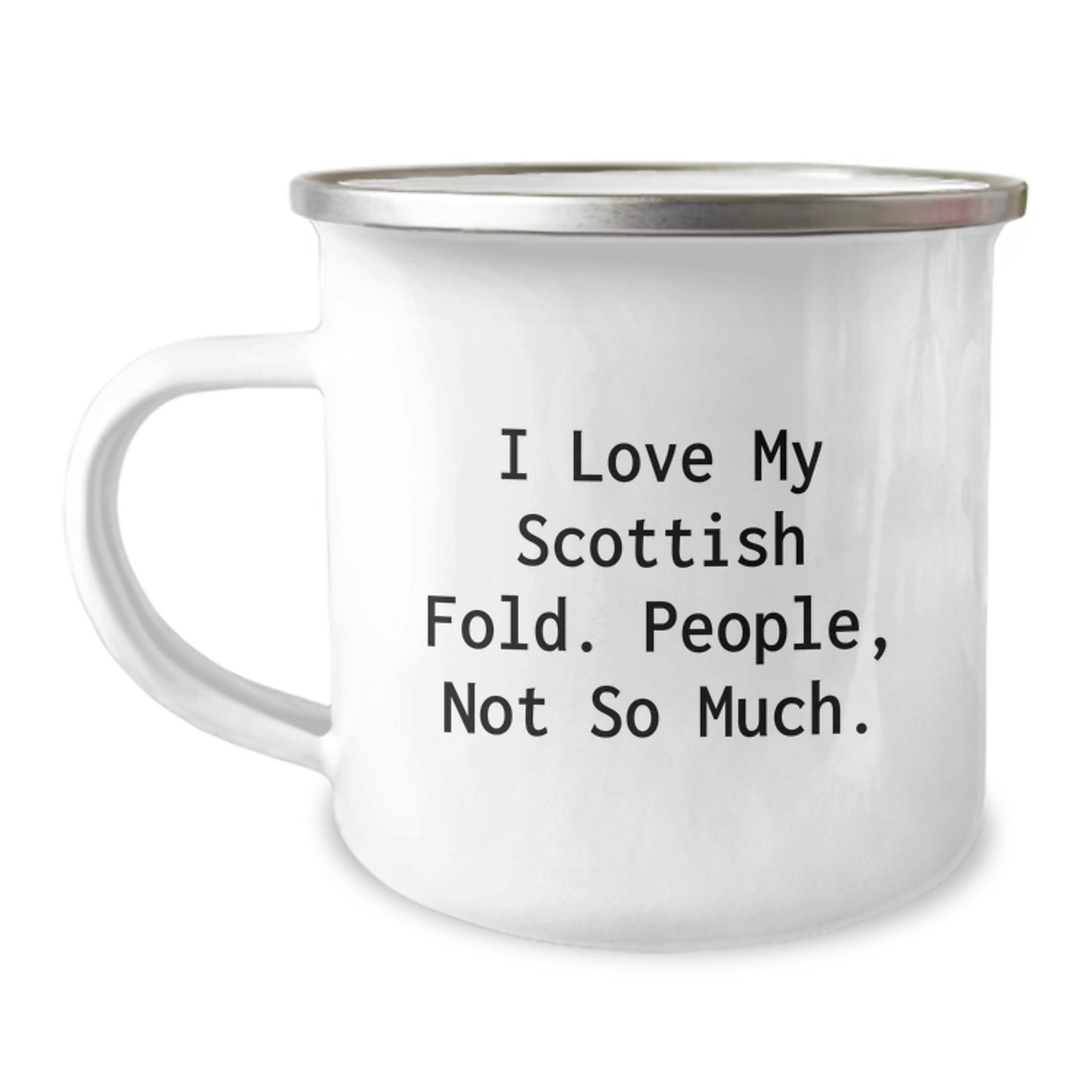 Gifts from Friends to Scottish Fold Cat Lovers, 'I Love My Scottish Fold. People, Not So Much.' Funny Camping Mug for Graduation - Image 1