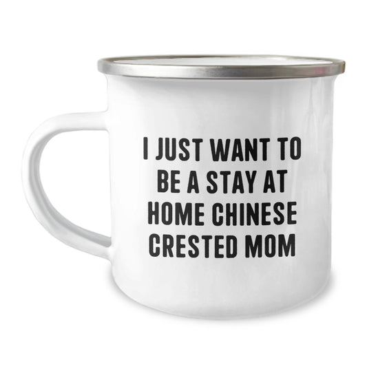 Chinese Crested Dog Lover's Funny Camping Mug, Gifts from Mom, Inspirational Quote for Birthday, Gifts for Chinese Crested Dog Enthusiasts, Stainless Steel with Enamel Finish, 12 oz - Image 1
