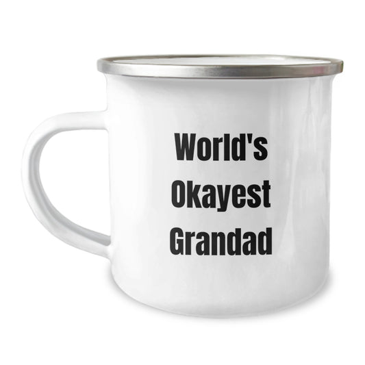 Funny World's Okayest Grandad Camping Mug for Graduation Gifts from Family to Grandad - Image 1