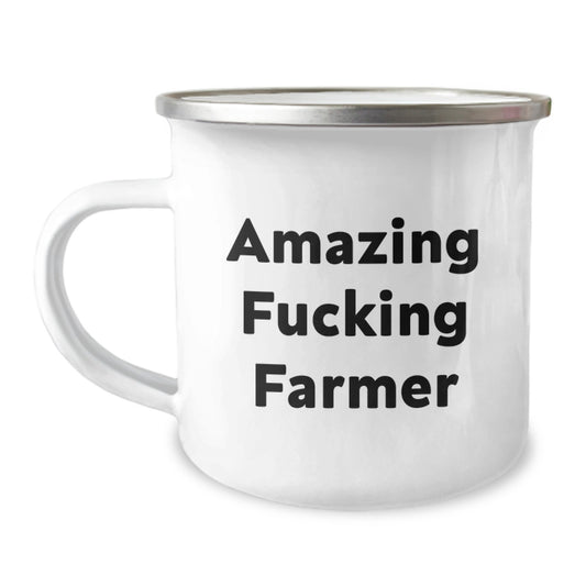 Gifts from Friends and Family for Amazing Farmers - Funny Camping Mug, 12 oz Stainless Steel with Enamel Finish, Perfect Graduation Gift for Men - Image 1