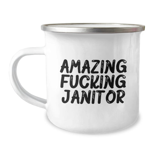 Funny Janitor Gifts from Friends for Janitor, Amazing Janitor Quote on Camping Mug, Graduation Unique Gifts - Image 1
