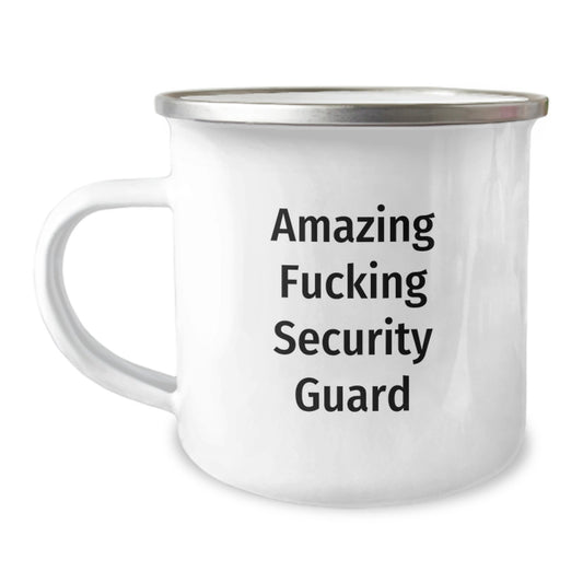 Funny Security Guard Gifts from Friends - Amazing Security Guard Quote on Camping Mug for Graduation, 12 oz Stainless Steel with Enamel Finish - Image 1