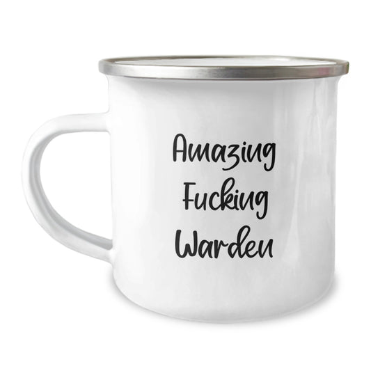 Warden Gifts from Friends, Funny Quotes for Graduation, Camping Mug with Stainless Steel, Enamel Finish, 12 oz Capacity - Image 1