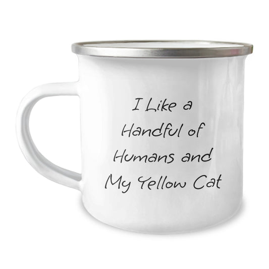 Yellow Cat Lover's Funny Quote Camping Mug, Gifts from Friends for Yellow Cat Enthusiasts, 12 oz Stainless Steel, Perfect Graduation Unique Gifts - Image 1