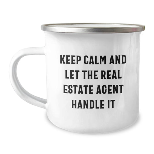 Funny Real Estate Agent Gifts from Friends for Real Estate Agent, Keep Calm with Camping Mug Graduation Unique Gifts, Perfect Real Estate Agent Encouragement - Image 1