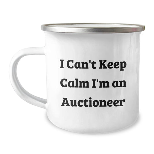 Funny Auctioneer Gifts for Men, Women, or Friends - I Can't Keep Calm I'm An Auctioneer Camping Mug, Graduation Unique Gifts from Family and Coworkers - Image 1