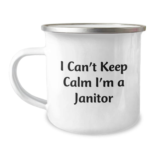 Funny Janitor Quote Gifts for Men, Women, Friends, Coworkers, or Family - 'I Can't Keep Calm I'm A Janitor' Janitor Birthday Unique Gifts from Friends, Coworkers, or Family - Image 1