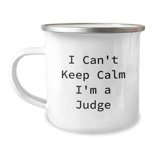 Funny Judge Gifts for Men from Friends, Gifts for Judges on Graduation, I Can't Keep Calm I'm A Judge Camping Mug - Image 1
