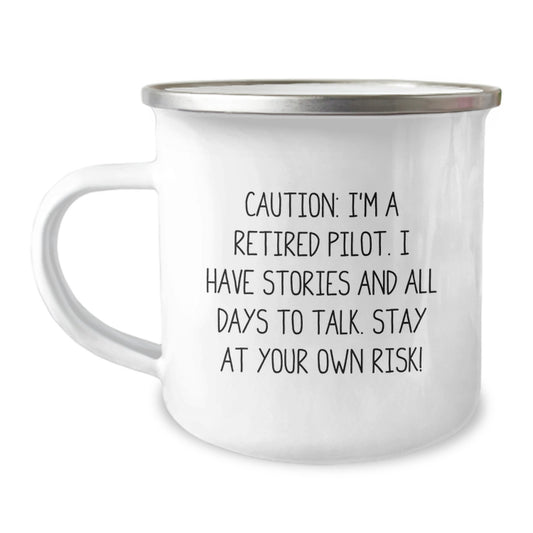 Pilot's Cautionary Camping Mug, Funny Quote, Hand Wash, 12 oz, Birthday Unique Gifts from Men to Friends, Gifts for Pilots - Image 1
