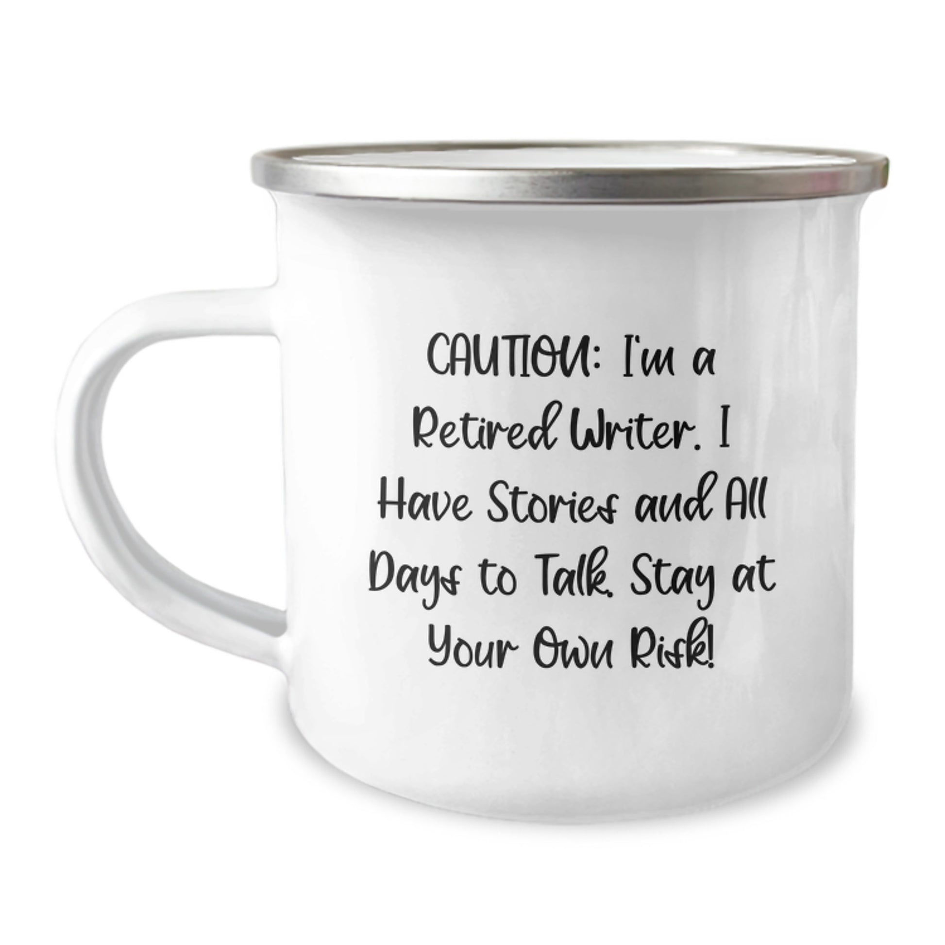 Funny Writer Gifts: Caution I'm A Retired Writer Camping Mug for Birthday, Gifts from Friends to Writer, Unique Birthday Unique Gifts for Men, Women, Coworkers, Family - Image 1