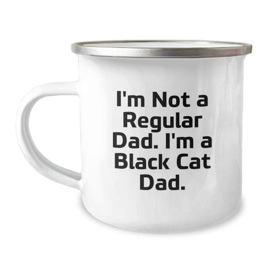 Funny Black Cat Dad Gifts for Men from Black Cat Lovers - Camping Mug for Graduation - 'I'm Not A Regular Dad. I'm A Black Cat Dad.' - Image 1