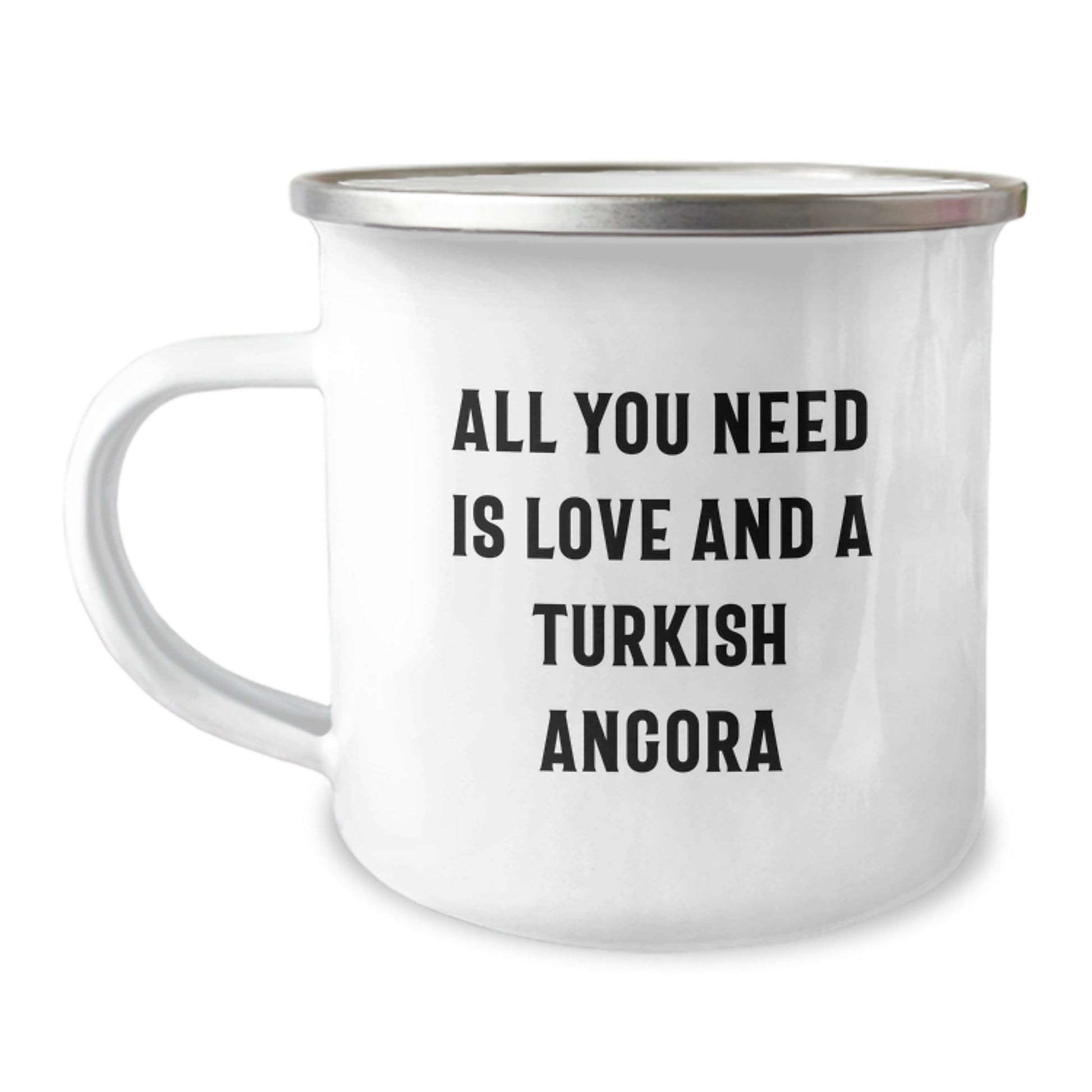 Turkish Angora Cat Lovers Gifts from Men, Birthday Unique Presents for Women, Camping Mug with Quote 'All You Need Is Love And A Turkish Angora' - Image 1