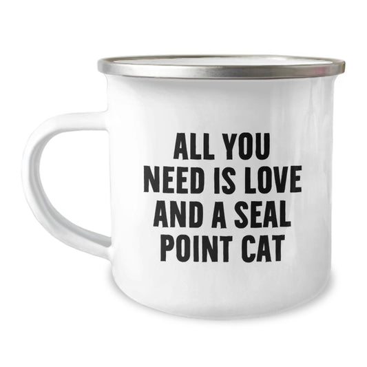 Funny Seal Point Cat Lover Gifts from Friends for Birthday Unique Gifts - Seal Point Cat Camping Mug - Image 1