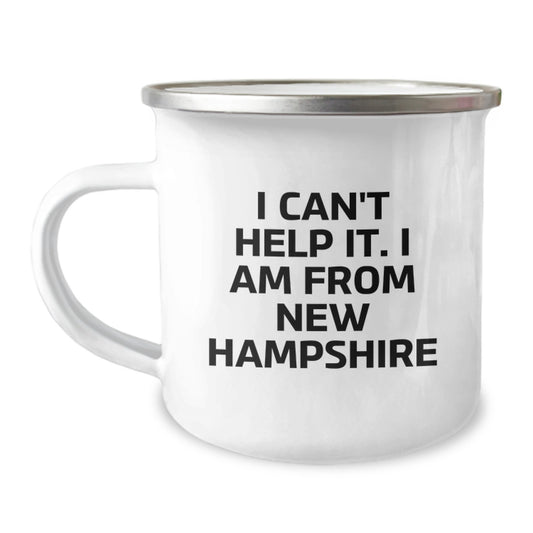 New Hampshire Lovers' Funny Camping Mug, Gifts from Friends to Family, Perfect for Birthday Celebrations, I Can't Help It. I Am From New Hampshire - Image 1