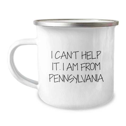 Pennsylvania Proud Camping Mug, Funny Quote for Birthday Unique Gifts from Friends to Family, 12 oz Stainless Steel with Enamel Finish - Image 1