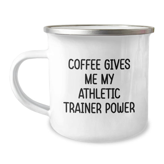 Funny Athletic Trainer Gifts from Friends for Birthday Camping Mug - 'Coffee Gives Me My Athletic Trainer Power' - Unique Athletic Trainer Birthday Unique Gifts - Image 1