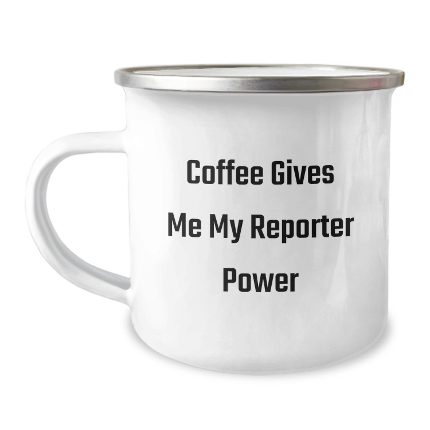 Coffee Fuel Reporter Gifts from Friends for Birthday - Funny Camping Mug, 12 oz Capacity, Stainless Steel with Enamel Finish - Image 1