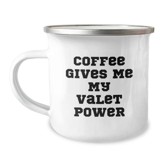 Funny Valet Gifts for Men from Friends - Coffee Gives Me My Valet Power Camping Mug, Birthday Unique Gifts - Image 1