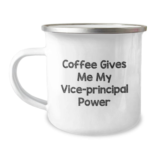 Funny Vice-principal Gifts from Friends for Birthday Camping Mug with 'Coffee Gives Me My Vice-principal Power' Quote - Image 1