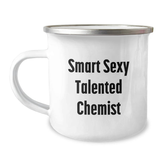 Smart Sexy Talented Chemist Funny Birthday Camping Mug Gifts from Friends - 'May the Reaction be with You' Quote - Image 1
